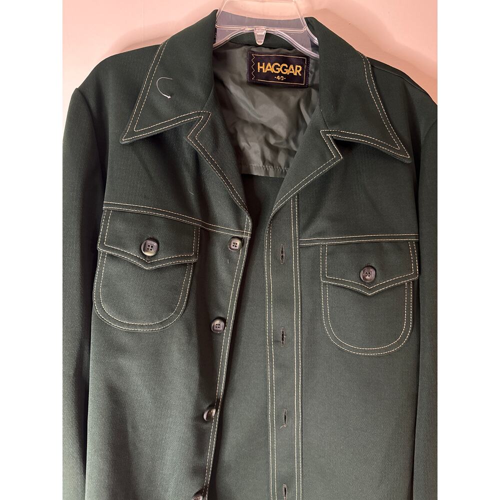70s Hagger Green Polyester Button Up - image 2